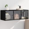 vidaXL Armoire murale avec portes en verre noir 102x37x35 cm
