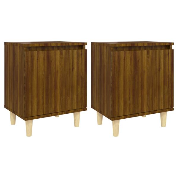 vidaXL Tables de chevet pieds en bois 2 pcs Ch&ecirc;ne marron 40x30x50 cm