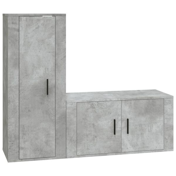 vidaXL Ensemble de meubles TV 2 pcs gris b&eacute;ton bois d'ing&eacute;nierie