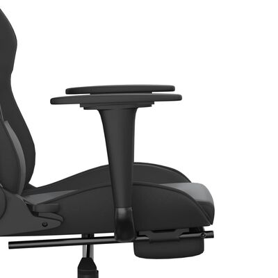 vidaXL Chaise de jeu de massage avec repose-pied Noir Similicuir
