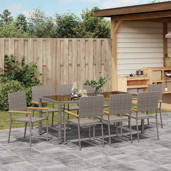 vidaXL Ensemble de salle à manger pour jardin 9 pcs Gris polyrotin