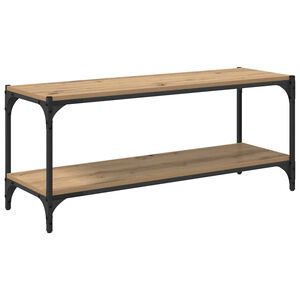 vidaXL Meuble TV Ch&ecirc;ne artisanal 100x33x41cm Bois d'ing&eacute;nierie et fer