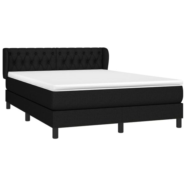 vidaXL Sommier &agrave; lattes de lit avec matelas Noir 140x190 cm Tissu