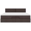 vidaXL Lit ottoman avec matelas et LED Marron fonc&eacute; 180x200 cm tissu