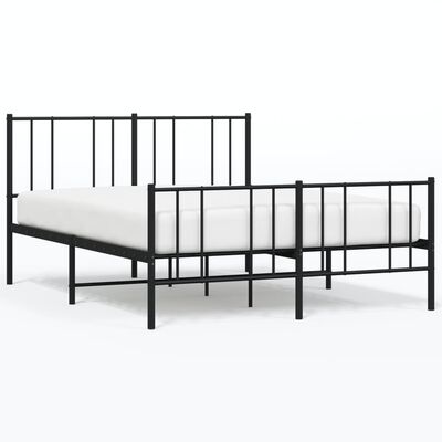 vidaXL Cadre de lit métal avec tête de lit/pied de lit noir 135x190 cm