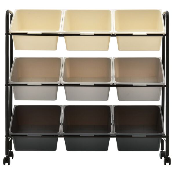 vidaXL Chariot de rangement pour jouets &agrave; 9 paniers Ombre Plastique