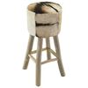 vidaXL Tabouret de bar cuir de chèvre et bois de teck solide