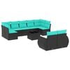 vidaXL Ensemble de canap&eacute; de jardin 10 pcs avec coussins noir r&eacute;sine tress&eacute;e