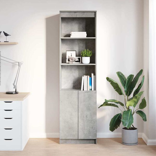 vidaXL Buffet haut gris b&eacute;ton 50x35x180 cm bois d'ing&eacute;nierie