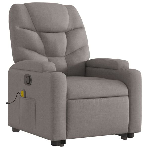 vidaXL Fauteuil inclinable de massage Taupe Tissu