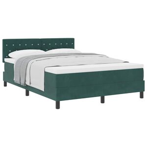 vidaXL Lit &agrave; ressorts avec matelas Vert fonc&eacute; 140 x 190 cm Velours