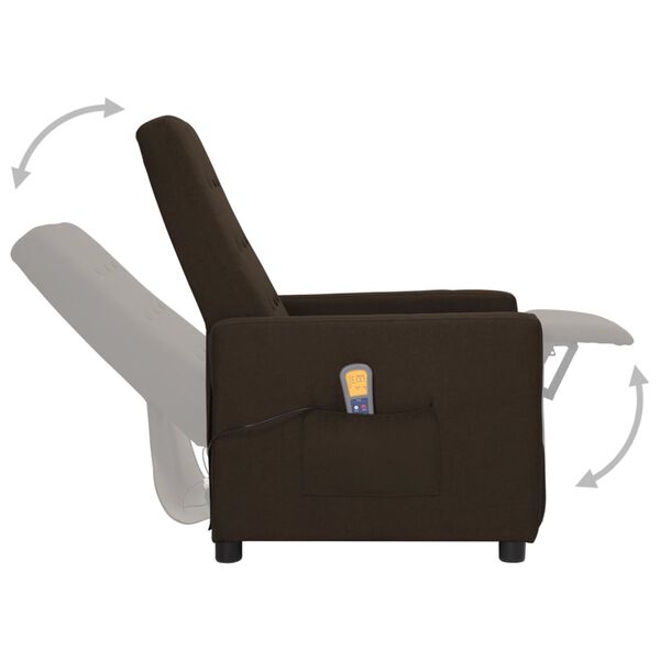 vidaXL Fauteuil de massage Marron fonc&eacute; Tissu