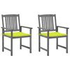 vidaXL Chaises de jardin et coussins lot de 2 Gris Bois acacia massif