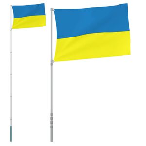 vidaXL Drapeau de l'Ukraine et mât 5,55 m aluminium