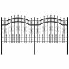 vidaXL Cl&ocirc;ture de jardin KAMPEN avec pointe en forme de lance, acier noir 240&nbsp;x&nbsp;100&nbsp;cm
