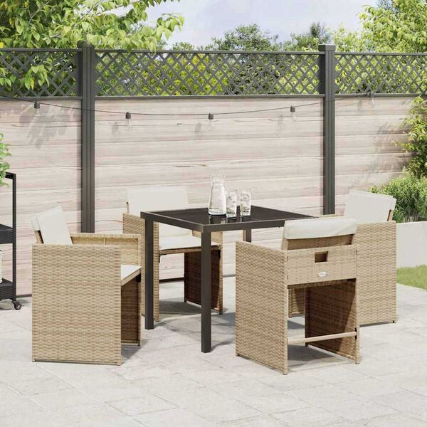 vidaXL Ensemble de salle &agrave; manger pour jardin 5 pcs Beige polyrotin