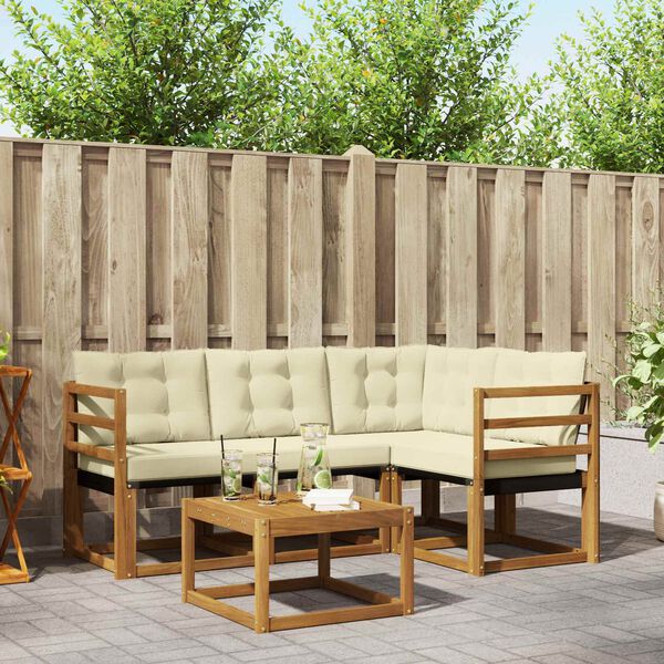vidaXL Ensemble de canap&eacute;s d'ext&eacute;rieur 5 pcs Naturel et Cr&egrave;me