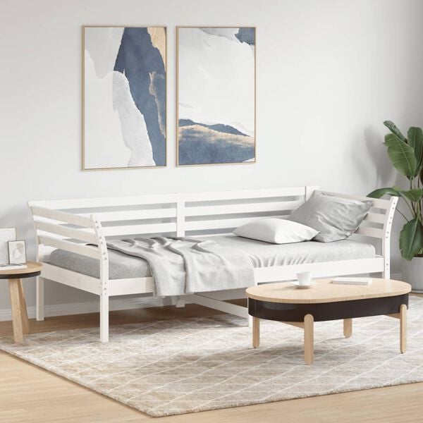 vidaXL Lit de jour sans matelas blanc 90x200 cm bois de pin massif