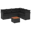vidaXL Salon de jardin 7 pcs avec coussins noir r&eacute;sine tress&eacute;e