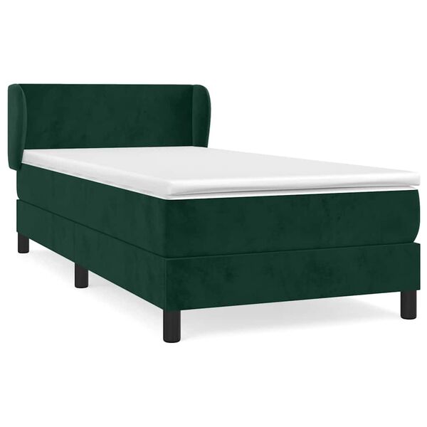vidaXL Sommier &agrave; lattes de lit et matelas Vert fonc&eacute; 80x200 cm Velours