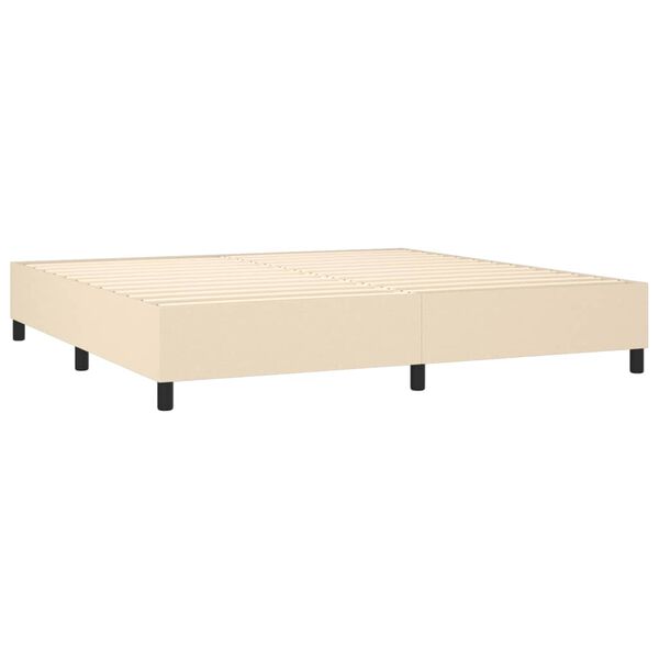 vidaXL Sommier &agrave; lattes de lit avec matelas Cr&egrave;me 200x200 cm Tissu