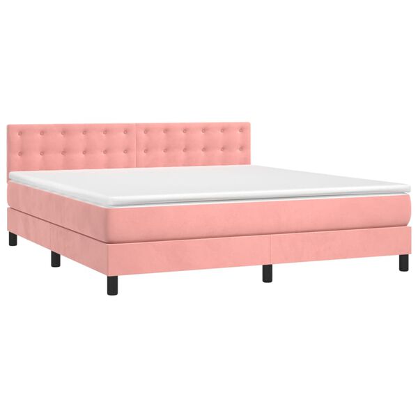 vidaXL Sommier &agrave; lattes de lit avec matelas et LED Rose 160x200 cm
