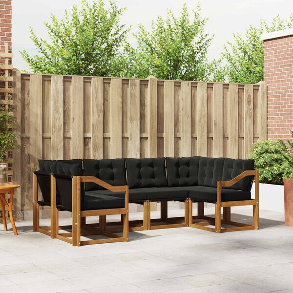 vidaXL Ensemble de canap&eacute;s d'ext&eacute;rieur 6 pcs Naturel et Noir