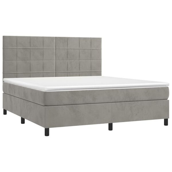 vidaXL Sommier &agrave; lattes de lit et matelas Gris clair 160x200cm Velours