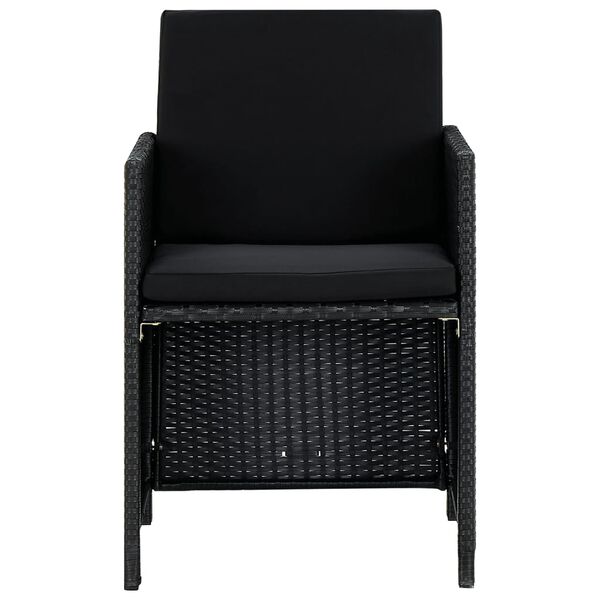 vidaXL Ensemble &agrave; manger d'ext&eacute;rieur 9pcs coussins r&eacute;sine tress&eacute;e noir