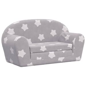 vidaXL Canap&eacute;-lit enfant 2 places gris clair &eacute;toiles peluche douce
