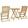 vidaXL Ensemble bistro de jardin 3 pcs Marron Bois d'Acacia Massif