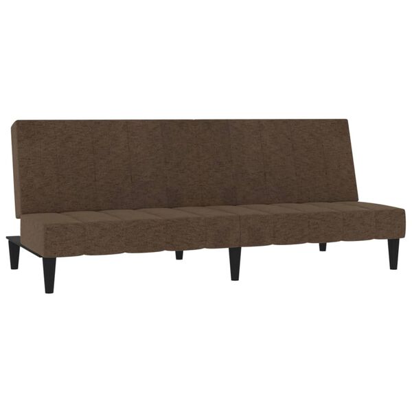 vidaXL Canap&eacute;-lit &agrave; 2 places avec tabouret Marron Tissu microfibre