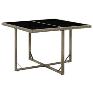 vidaXL Table de jardin Gris 109x107x74 cm R&eacute;sine tress&eacute;e et verre