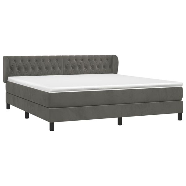 vidaXL Sommier &agrave; lattes de lit et matelas Gris fonc&eacute; 180x200cm Velours