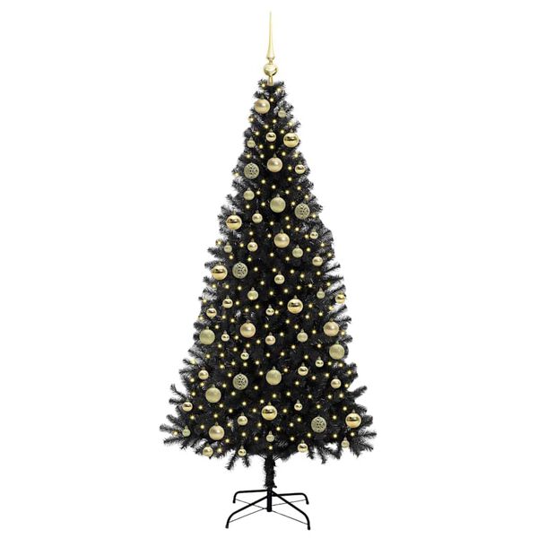 vidaXL Sapin de No&euml;l avec 300 LED avec support Noir 210 cm PVC