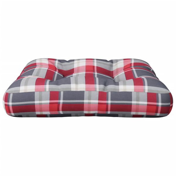 vidaXL Coussin de palette motif &agrave; carreaux rouge 50x50x12 cm tissu