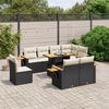vidaXL Salon de jardin 9 pcs avec coussins noir r&eacute;sine tress&eacute;e
