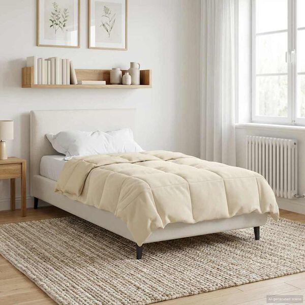 vidaXL Duvet d'hiver Matelass&eacute; Cr&egrave;me 135 x 200 cm Microfibre