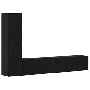 vidaXL Meuble TV mural 2 pcs Ch&ecirc;ne noir Bois d'ing&eacute;nierie