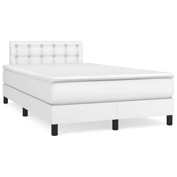 vidaXL Sommier &agrave; lattes de lit matelas LED blanc 120x190 cm similicuir