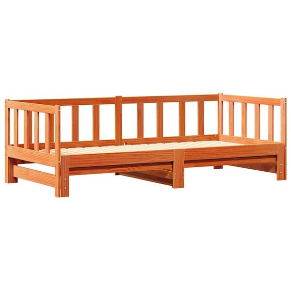 vidaXL Lit de jour avec tiroir Brun cire 203,5 x 184 x 66 cm