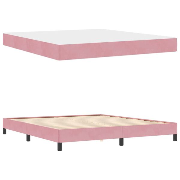 vidaXL Lit &agrave; ressorts avec matelas Rose 180 x 210 cm tissu