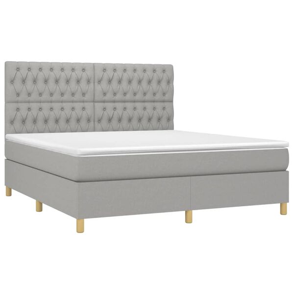 vidaXL Sommier &agrave; lattes de lit avec matelas Gris clair 180x200cm Tissu