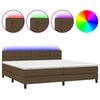 vidaXL Sommier &agrave; lattes de lit matelas et LED Marron fonc&eacute; 200x200 cm