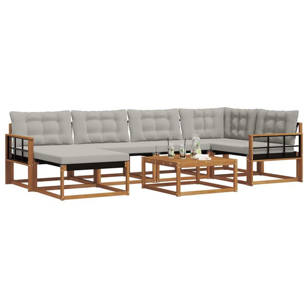 vidaXL Ensemble de canap&eacute;s d'ext&eacute;rieur 7 pcs Gris Naturel et Clair