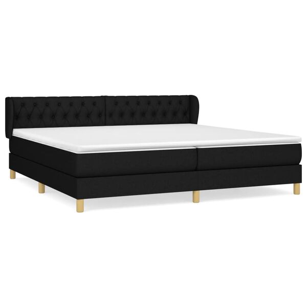 vidaXL Sommier &agrave; lattes de lit avec matelas Noir 200x200 cm Tissu
