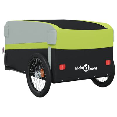vidaXL Remorque de vélo noir et vert 45 kg fer