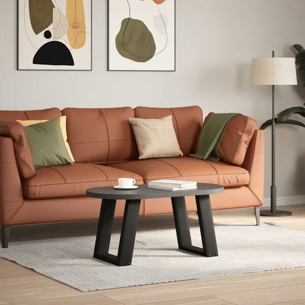 vidaXL Pieds de table basse en U 2 pi&egrave;ces Noir 38 x (42-43) cm Acier