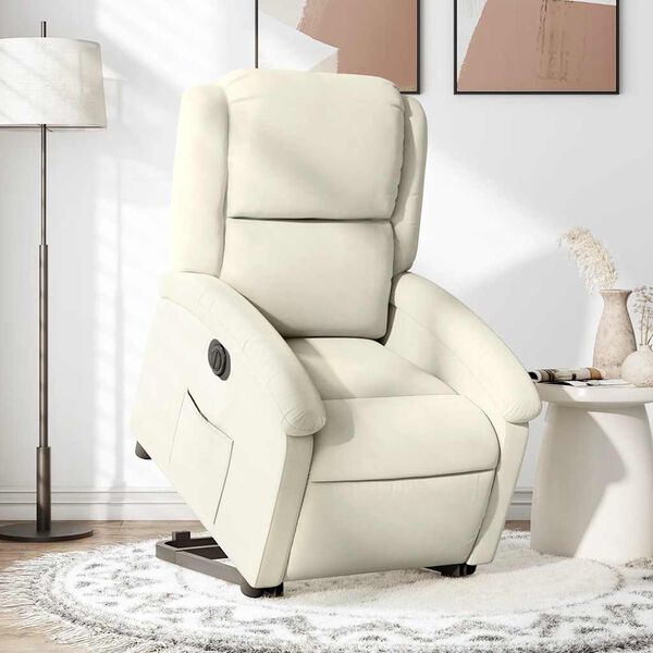 vidaXL Fauteuil inclinable &eacute;lectrique cr&egrave;me velours