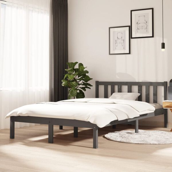 vidaXL Cadre de lit sans matelas gris bois massif 120x200 cm